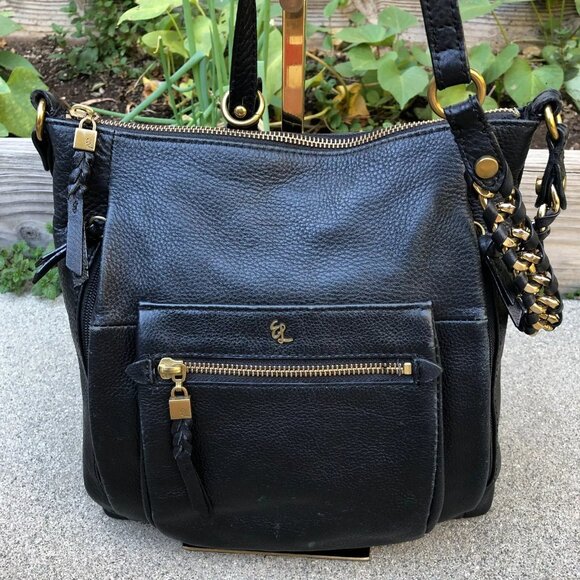 ELLIOTT LUCA Crossbody Purse Women's Black Leather Zipper Travel Shoulder Bag - Picture 1 of 11